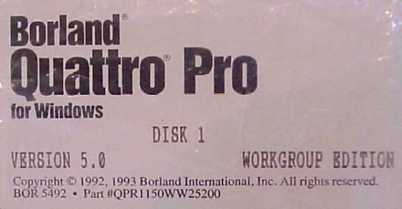 Borland Quattro Pro for Windows 5.0, Workgroup Edition, 3.5disksonly