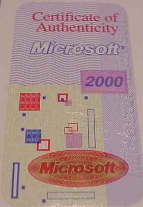 Microsoft COA, 2000