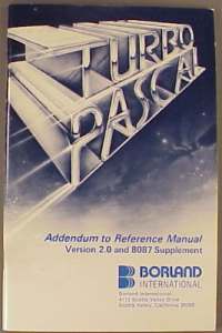Borland Turbo Pascal 2.0 Reference Manual Addendum