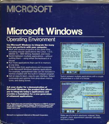 Microsoft Windows 1.0 Retail Box, reverse